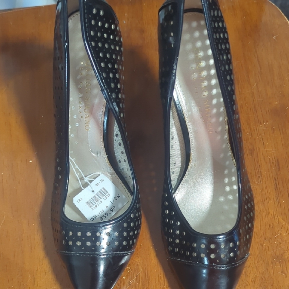 Christian Siriano Black Heels with Perforated Design
